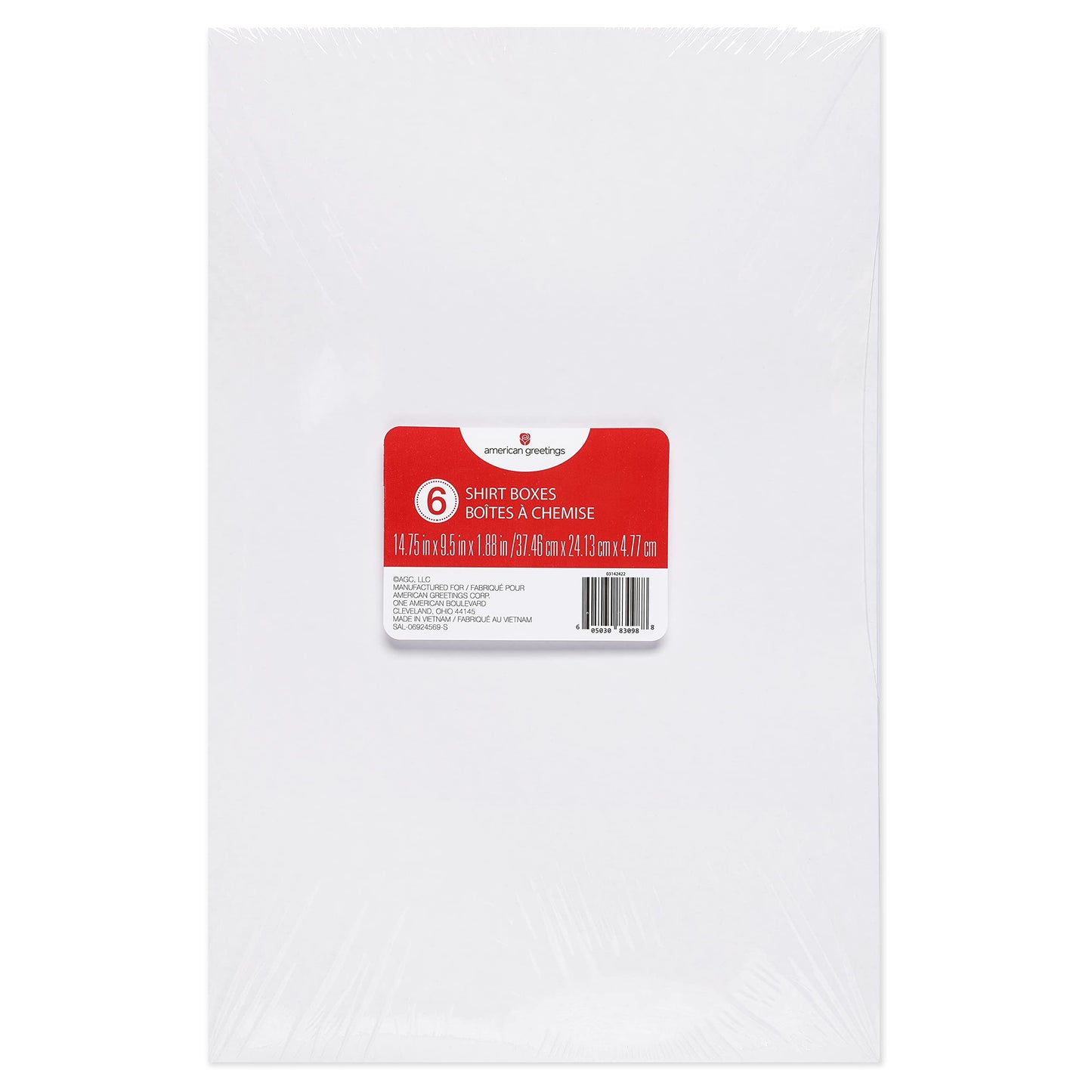 American Greetings White Shirt Boxes with Lids, for Birthdays, Holidays, and All Occasions (6 Boxes, 14.75'' x 9.5'')