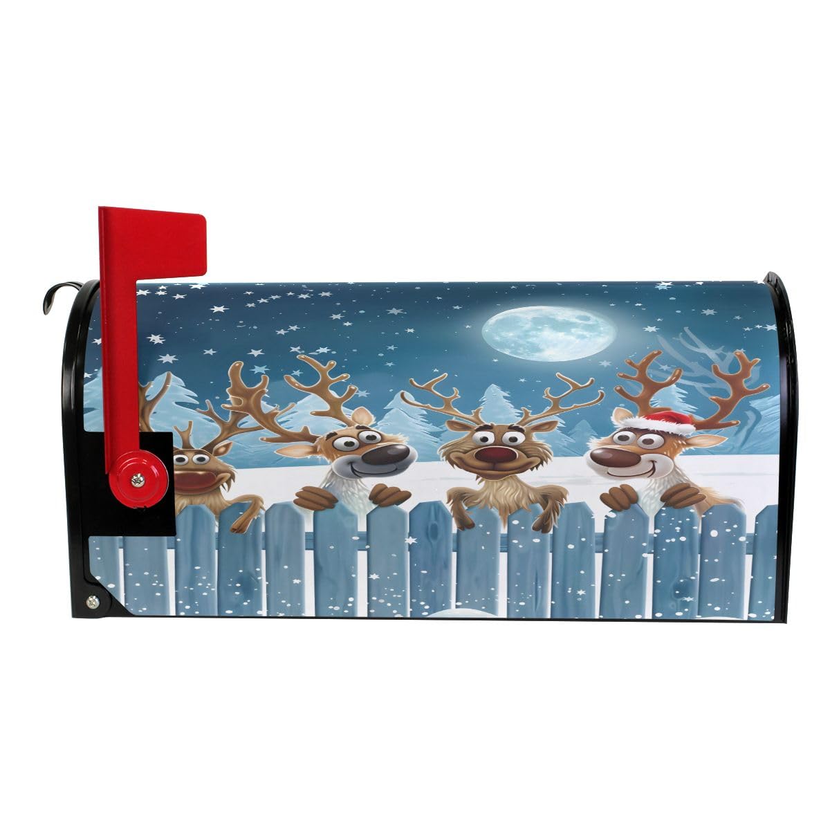 SUABO Christmas Reindeer Mailbox Cover Magnetic Mailbox Wrap Post Letter Box Cover Home Decorative for Standard Mailboxes