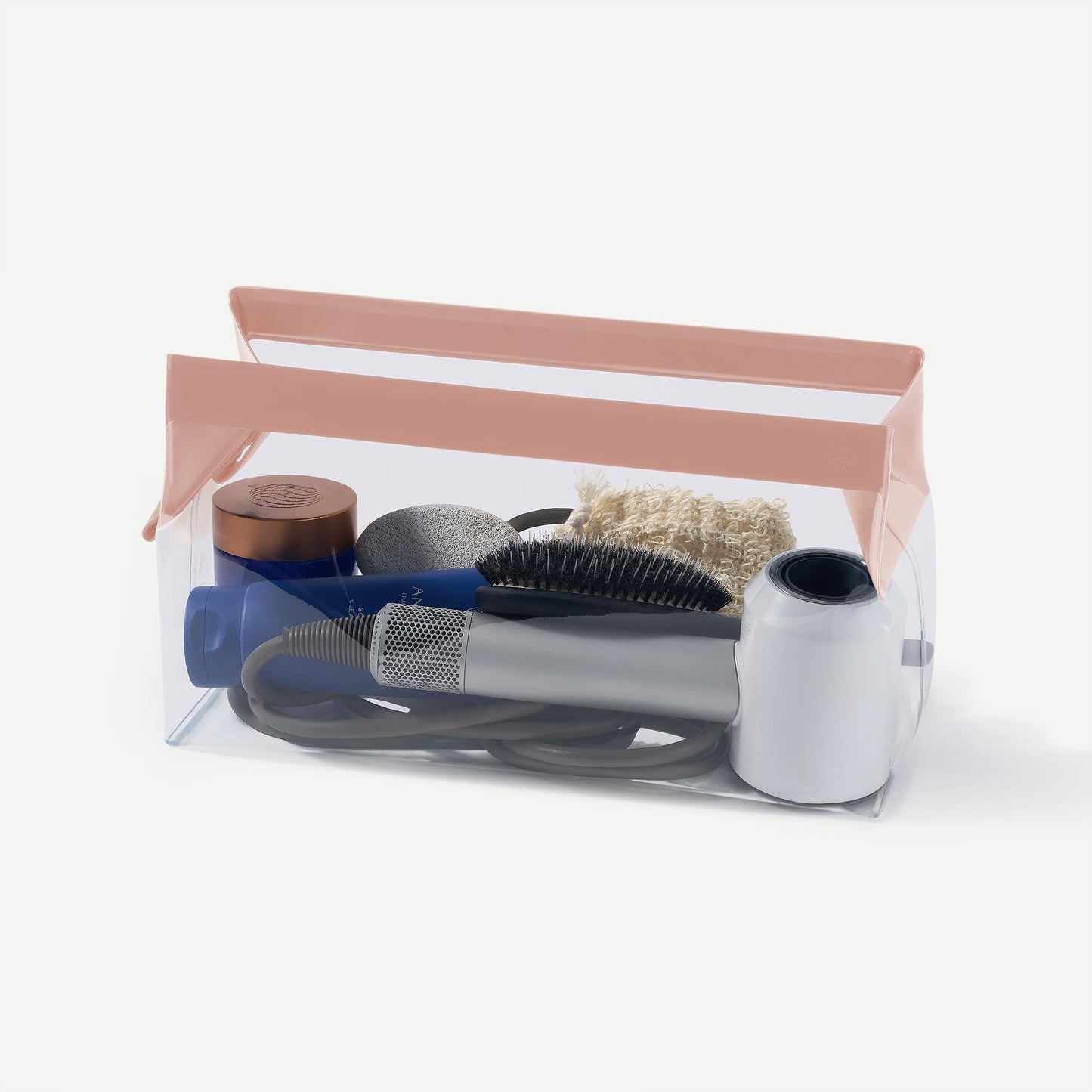 Cadence Parcel - Clear Kit with Magnetic Closure - Durable and Leak-Resistant Travel Toiletry Kit - Modular Design - Hygiene Bag for Travel Essentials - 4 Qt - Rose