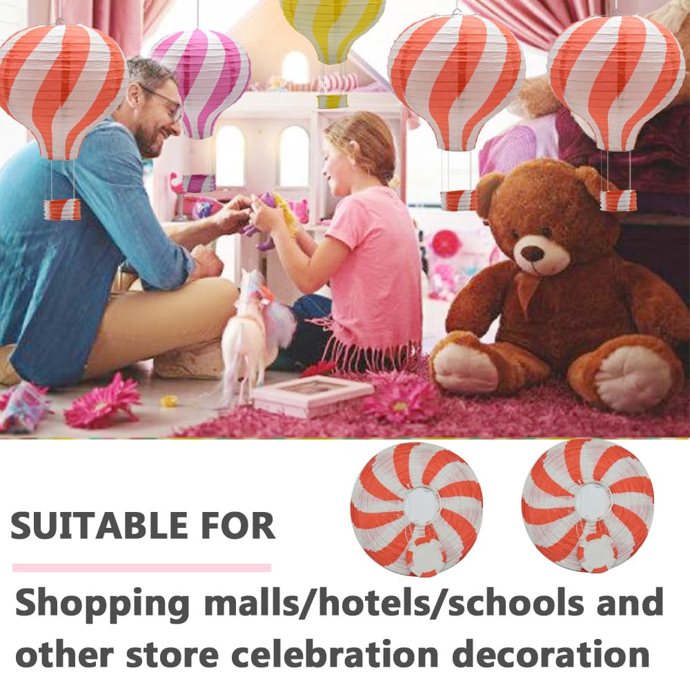 Ruidee 3 Pieces Hanging Hot Air Balloon Paper Lanterns 12 inch Paper Lanterns Set Decoration Ball Lamps for Wedding, Birthday, Anniversary, Christmas (Blue)