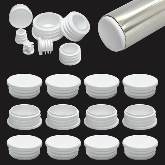 1-7/8"(48mm) Plastic Hole Plugs White -Round Chair Leg Caps, Flush Mount Pipe Plugs, Tubing End Caps for Metal&Wood Legs Tube, Outdoor Furniture Feet caps,for Pipe Wall thicknesses of 2.5-4 mm,12 PCS