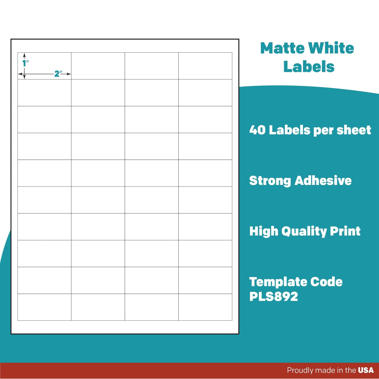 Premium Label Supply White Sticker Barcode Labels – 2" x 1" – Laser/Inkjet Compatible – (40 per Sheet), 25 Sheets – 1000 Total Adhesive Labels