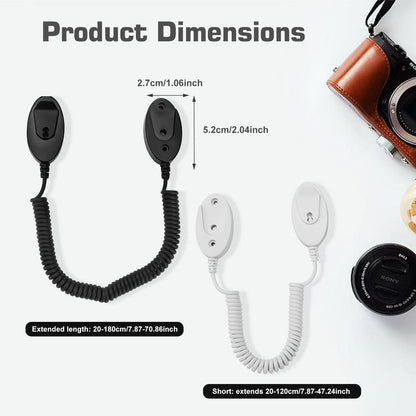 2-Pack Magnetic Remote Control Holders with Spring Ropes - Safely Secure Remotes & Small Items, Wall-Mount with Adhesive, Anti-Loss, Rapid Adsorption, Extendable Spring (Black 43 inch, 2 Pack)