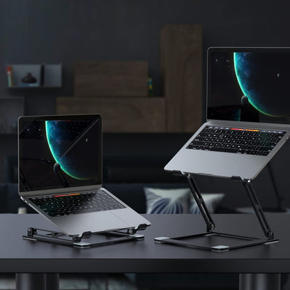Laptop Stand for Desk - Adjustable Laptop Holder, Portable Laptop Riser with Multi-Angle Height Adjustable Computer Stand for MacBook Air/Pro and More Notebooks 10-17.3" - Grey