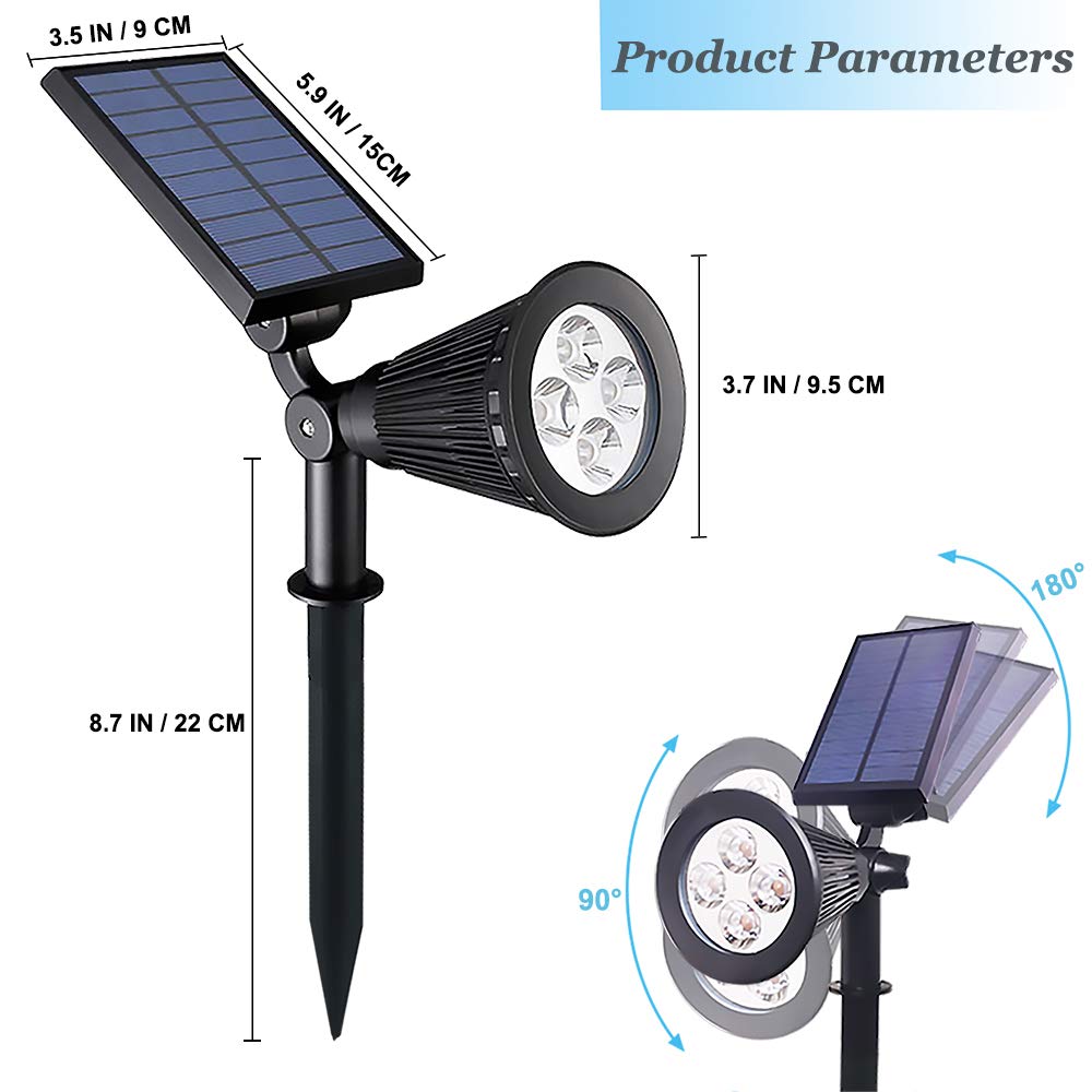 Youqian Clordeal Solar Lights Outdoor Waterproof, 2 in 1 LED Landscape Lights, 4 LED Solar Flag Pole Light Garden Pathway Yard Patio Lawn Decorative Lighting (Green)
