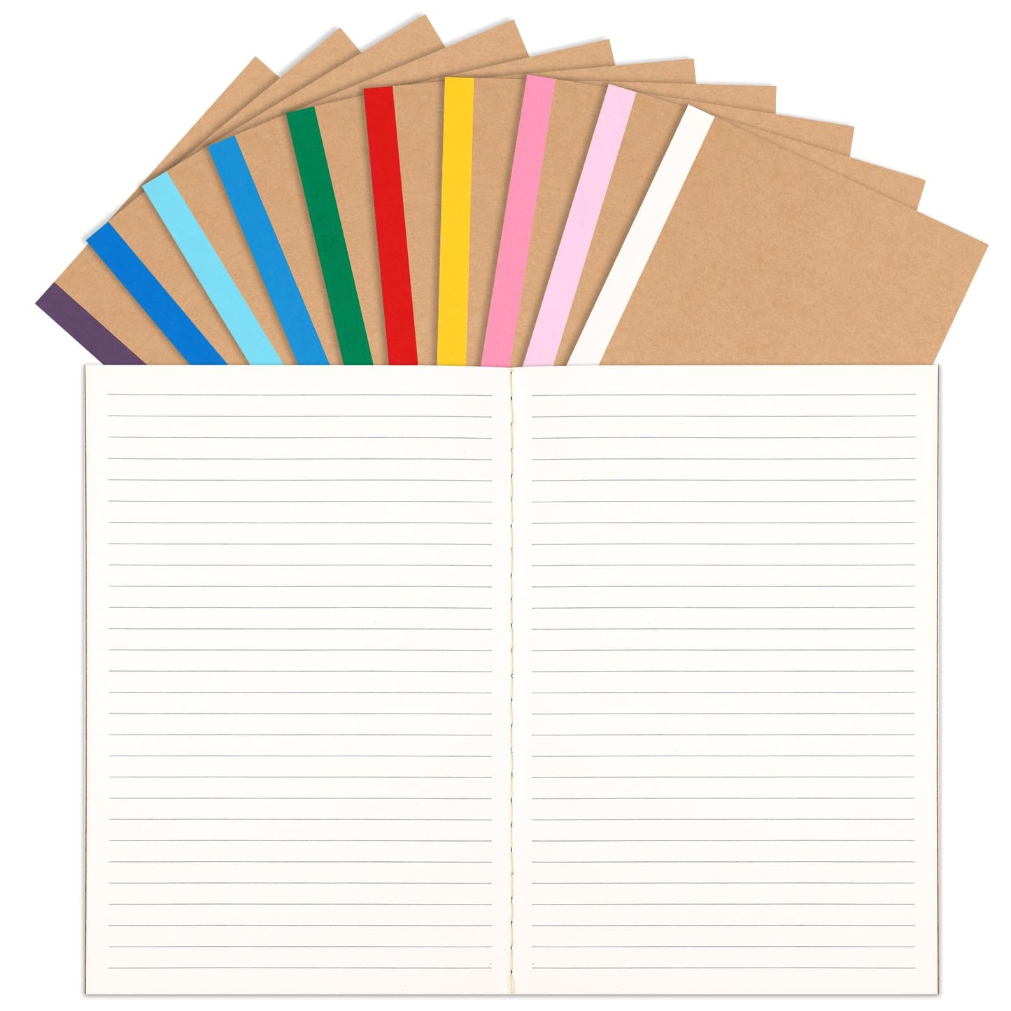 LABUK 10pcs A5 Composition Notebook Journals Bulk, Kraft Lined Notebooks, 10 Colors 60 Pages for Journaling, Writing, School, Office, Kids Gift