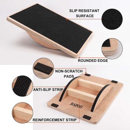 Balance Board Wobble Board for Adults Anti-Slip Balance Board for Physical Therapy Standing Desk Core Strength Wooden Rocker Board