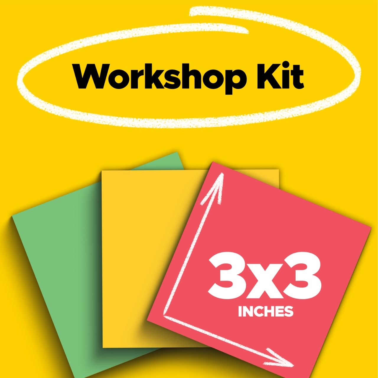 Post-it Super Sticky Notes, 24 Sticky Note Pads, 3 in. x 3 in. Red, Yellow & Green, School Supplies, Office Products, 2X the Sticking Power, Workshop Kit