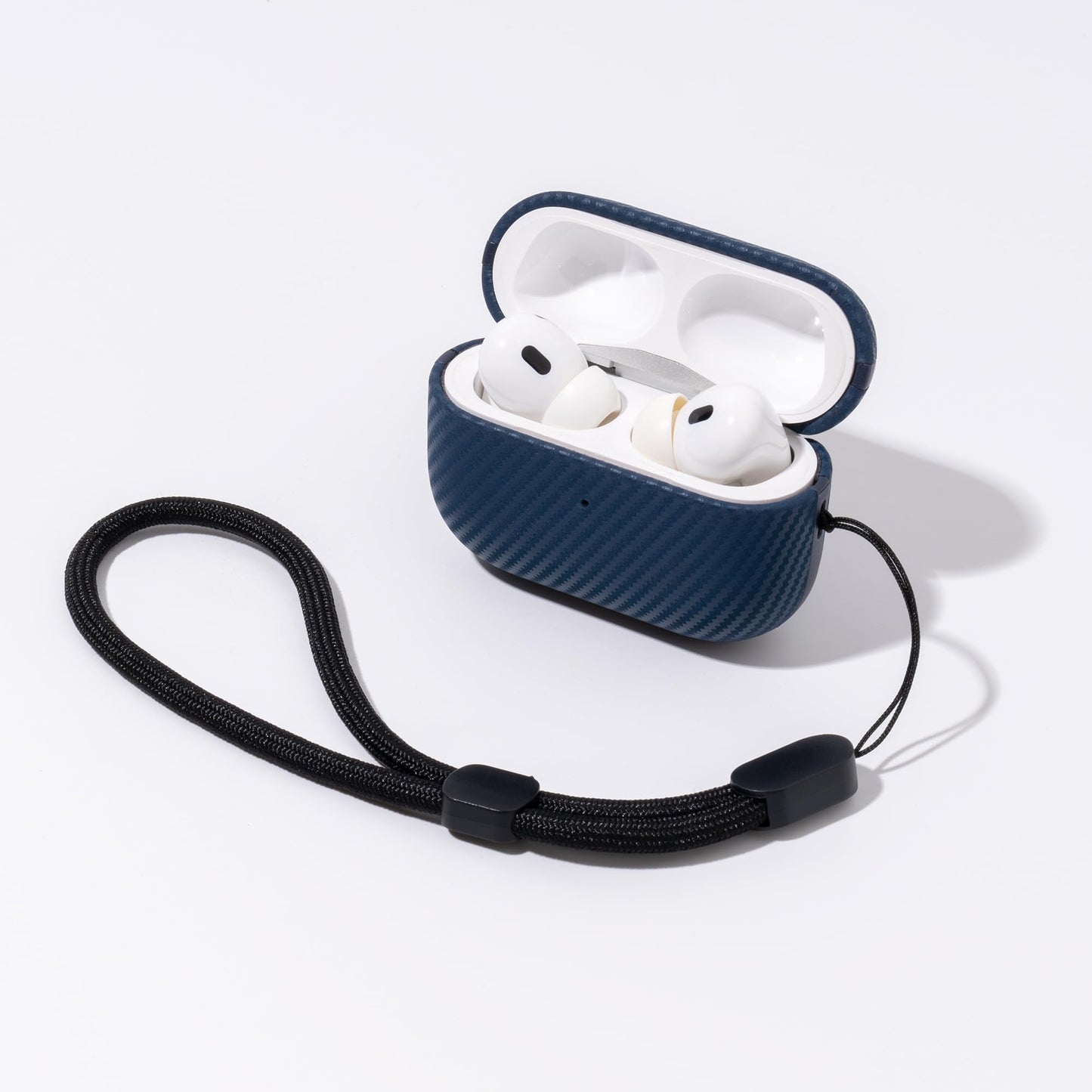 Tonghex for AirPods Pro 2 Case Leather | Slim Hard Cover Compatible with Airpods Pro 2nd / 1st Generation | Genuine Leather | Full Drop Protection Cover with Lanyard | Air Pods Pro Case - Blue