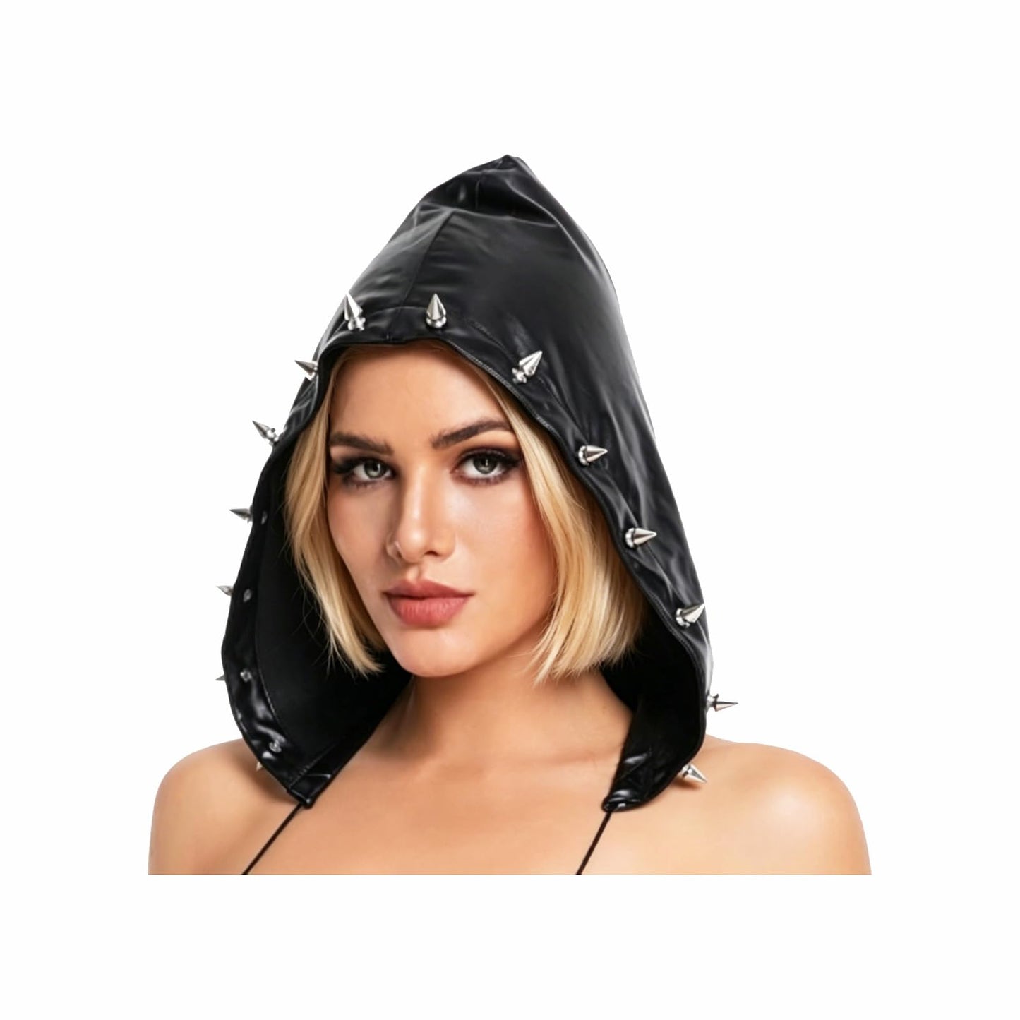 JAZTAKU Punk Doo Rags Leather Skull Cap Black Studded Hat for Biker Bandana for Riding & Outdoor Activities