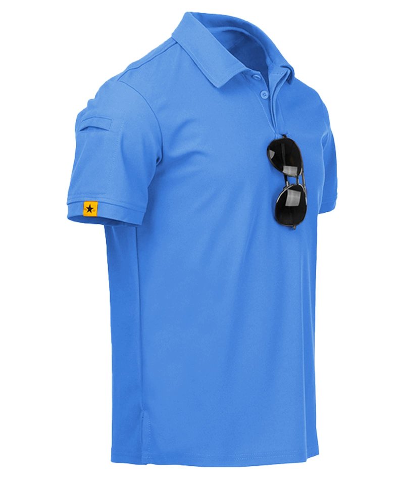 ZITY Mens Polo Shirt Short Sleeve Sports Tactical T-Shirt Athletic Golf Polos Daily Casual Stylish Collared Shirts for Men Lightblue 4X-Large