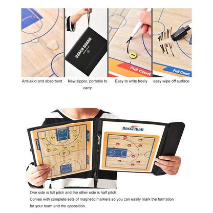 Zosebffej Basketball Coach Tactic Board,Foldable Erasable Coaches Strategy Clipboard,Training,Game Plan and Coach&Referee Study Accessory