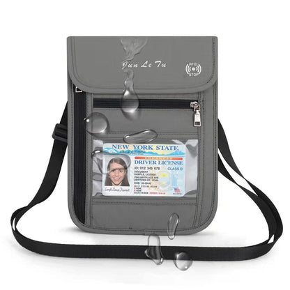 ROOSALANCE Passport Holder for Travel, RFID Passport Wallet with Visual Window Design, Multifunctional Document Organizer, Waterproof Travel Pouch Neck Wallet for Men and Women, Grey