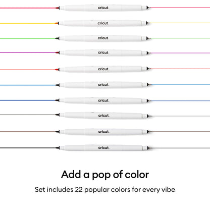 Cricut® Dual-Sided Markers, Ultimate Marker Set (22 ct) - 1.0mm Marker Tip + 0.4mm Fine Point Pen Tip - For use with Maker, Explore, & Venture Machines