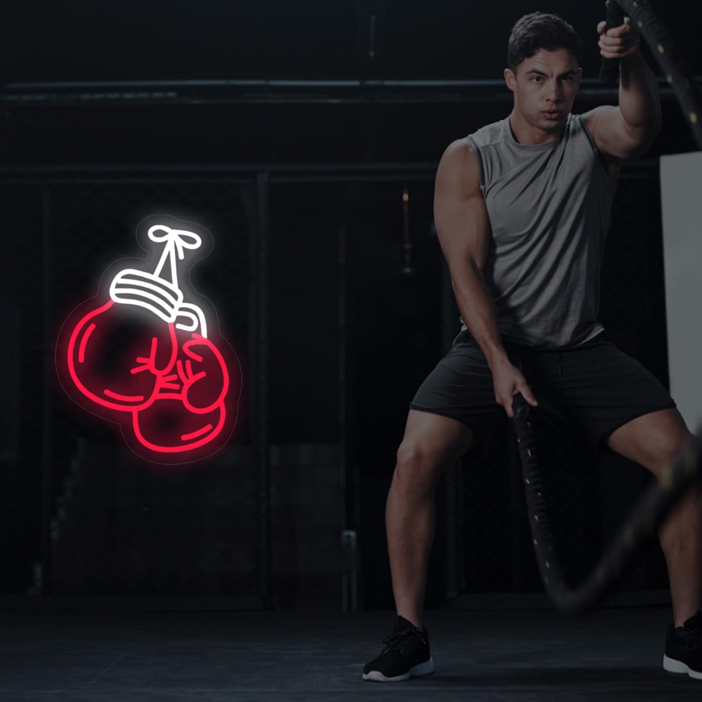 Boxing Gloves Neon Signs for Wall Decor, Home Gym Decor, Bedroom, Garage Gym,Man Cave, Workout Room, Fitness Center, Sports Club, Men's Wall Decor, 15.7"x11.8"