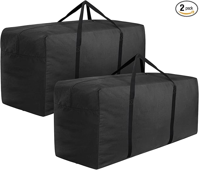 Cushion Storage Bag 420D Waterproof 68" Rectangular Outdoor Patio Cushion Storage Bags — Outdoor Cushions Storage Bag with Zipper and Handles Extra Large Storage Bags 68" L x 29" H x 20" W Black