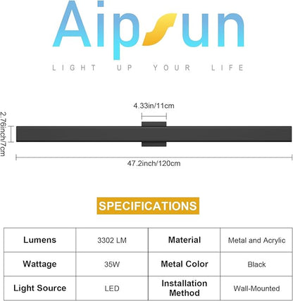Outdoor Lights 2 Packs,Modern Outdoor Wall Light Fixture Long Strip LED Wall Sconce IP65 Anti Rust 3000K 4000K 6000K Exterior Wall Mount Lights for Entrance, Hallway, Garage, Porch(3CCT)