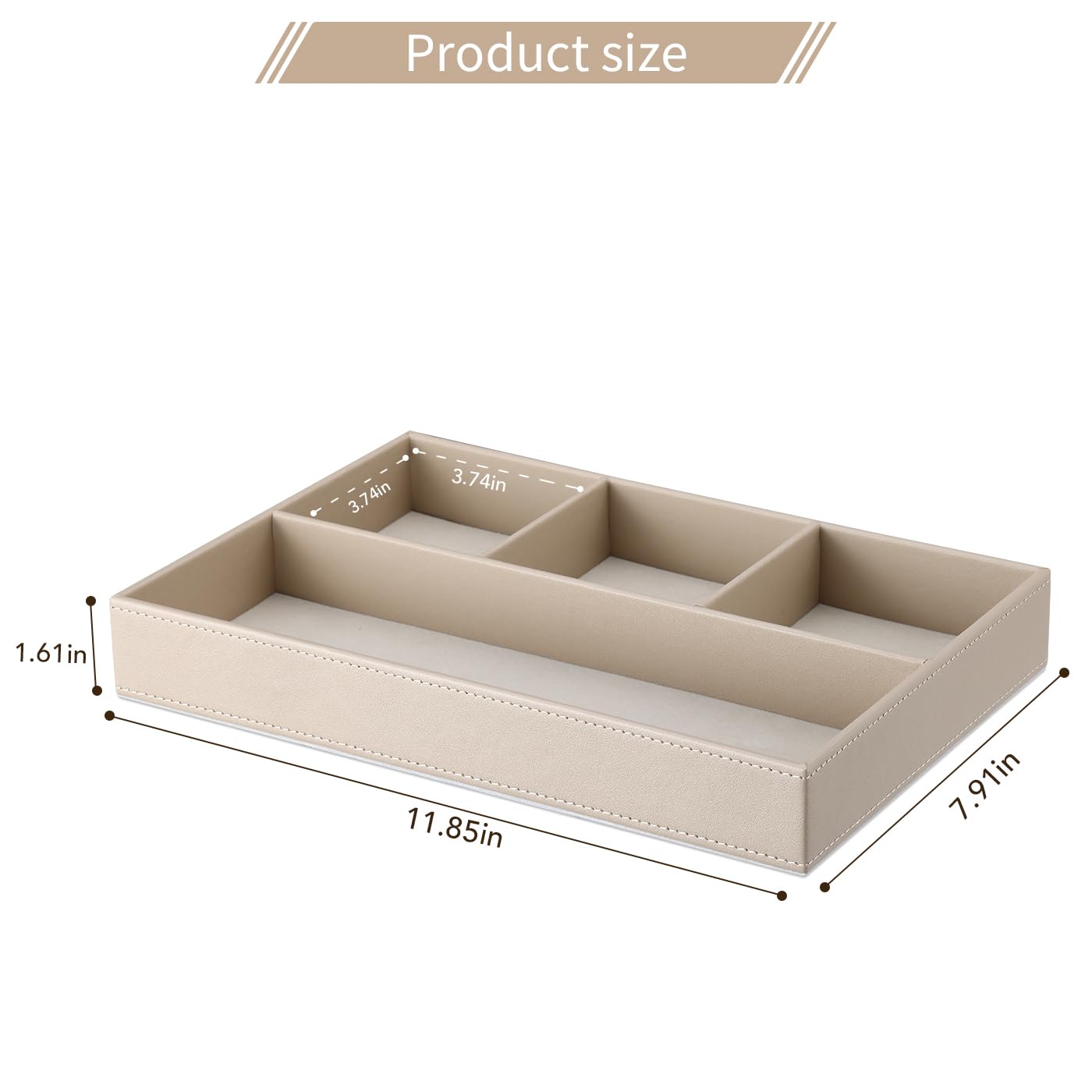 GORESE PU Leather Valet Tray, Stackable Jewelry Trays for Dresser, Drawer Nightstand Organizer Bedside Trays for Men Women, Entryway Desk Catchall Tray for Trinket, Key, Purse, Watch, Cologne, Beige
