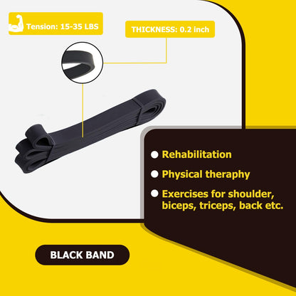 Pull Up Bands, Resistance Bands, Pull Up Assistance Band Exercise Bands for Men & Women Working Out, Body Stretching, Physical Therapy, Muscle Training - Black