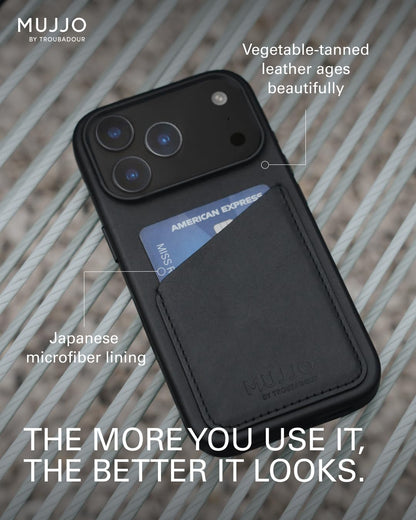 Mujjo Wallet Leather Case for iPhone 17 Pro - MagSafe Compatible - Black