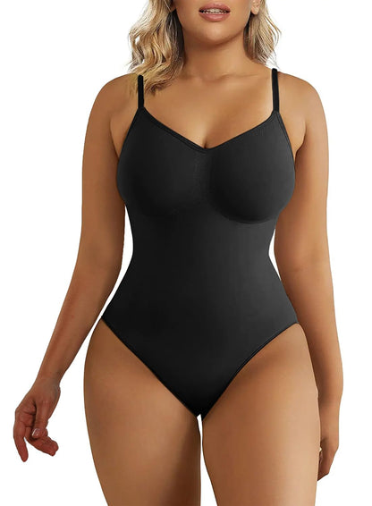SHAPERX Women's Shapewear Bodysuit Tummy Control Body Shaper Seamless Sculpting Snatched Waist Body Suit,SZ5215-Black-S/M(One piece)