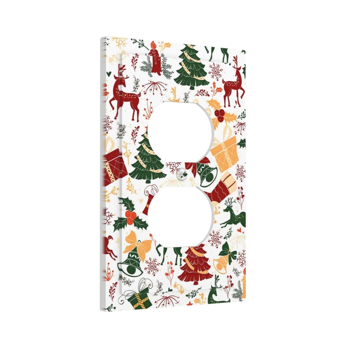 Christmas Gifts Elk Stockings Candle Christmas Tree Outlet Covers 1 Gang Duplex Light Switch Cover Decorative Switch Plates Electrical Receptacle Faceplate Wall Plate for Home Living Room Decor