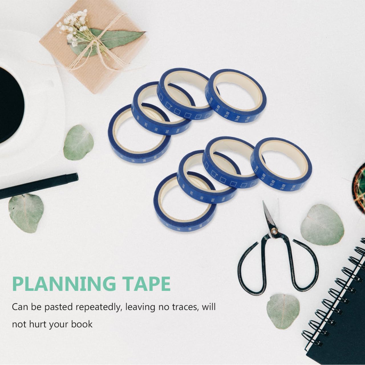 Osaladi Time Management Tape Set 8 Rolls Planner Washi Tape Thin Adhesive for Scrapbooking DIY Habit Tracker Stickers for Daily and Weekly Schedule Organization