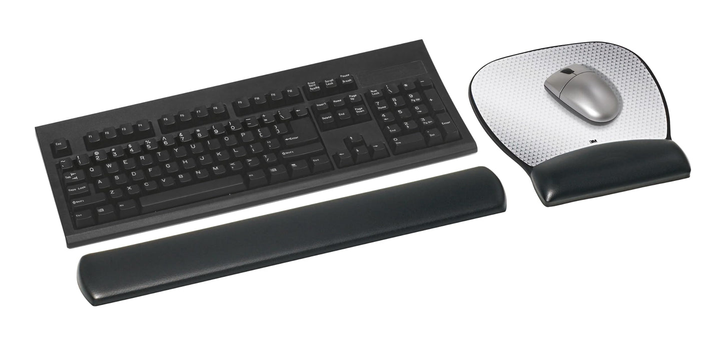 3M Precise Mouse Pad with Wrist Rest, Soothing Comfort with Durable, Easy-to-Clean Leatherette Cover, Optical Mouse Performance, 9.2 in x 8.7 in, Black (MW310LE)