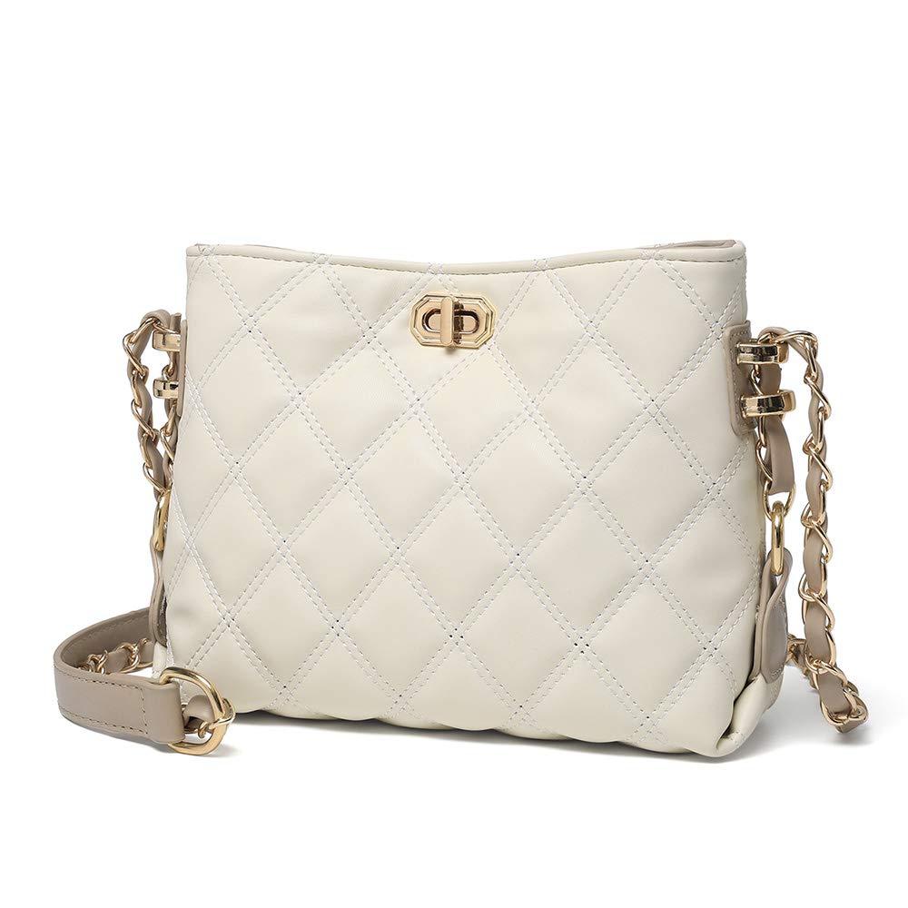 Sivim Small Crossbody Bags for Women Purses Fashion Leather Lightweight Handbags Shoulder Bag(Beige)