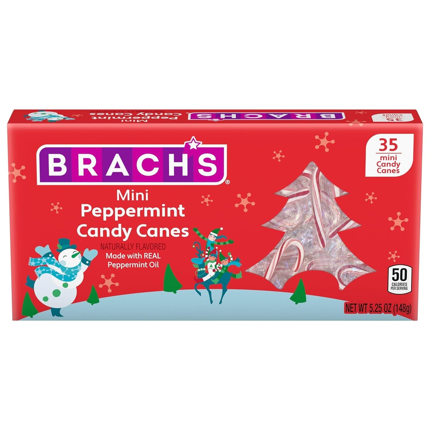 Brachs Mini Peppermint Candy Canes - Mini Candy Canes Individually Wrapped - Bulk Christmas Candy Canes - Bulk Candy Box (Pack of 35)