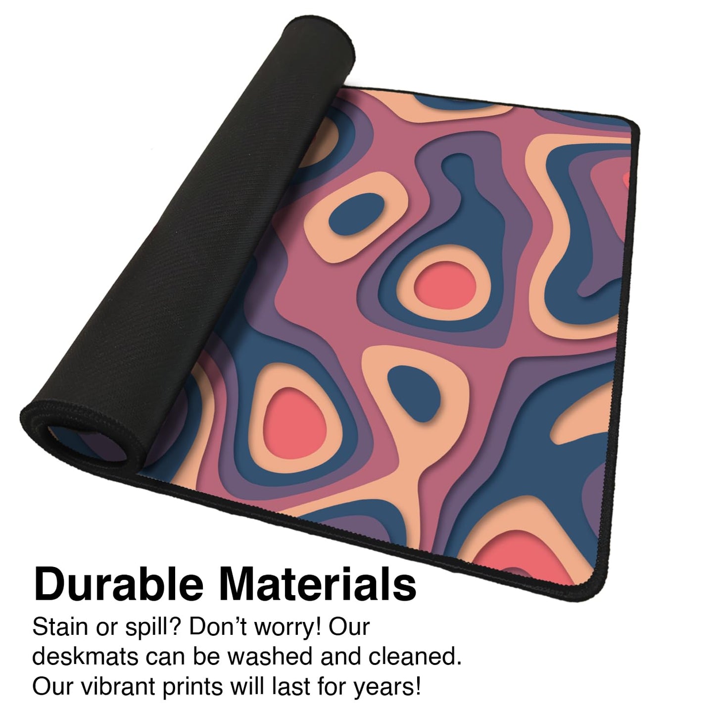 Large Gaming Mouse & Desk Pad with Abstract Pattern, Extended Size Desk Mat, Non-Slip Surface (Multicolor 2, 24 x 13.5 inches)