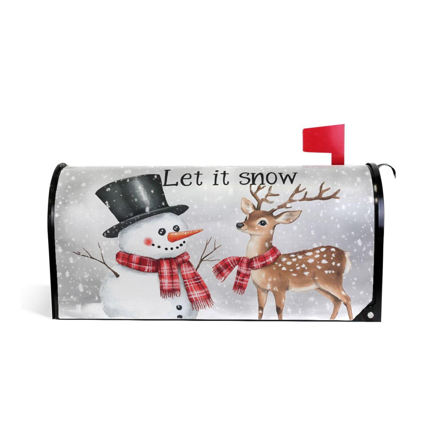 ALAZA Winter Let It Snow Snowman Deer Magnetic Mailbox Cover Christmas MailWraps Garden Yard Home Decor for Outside Oversized-25.5" x20.8"