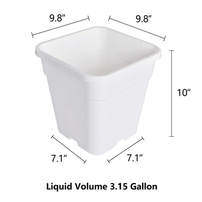 labworkauto Square Nursery Pots Plant Pots Grow Pots Nursery Container for Planting Soil Plants 3.15 Gallon 10Pcs