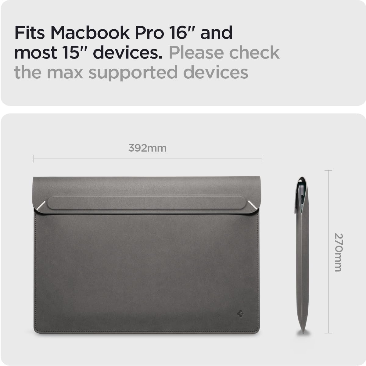 Spigen Valentinus Protective Laptop Sleeve for 16-inch MacBook Pro/Air M5 Pro/Max (2026), M5/M4/M3/M2/M1 A3403 A3186 A2991 A2780 A2485 A2141 - City Gray