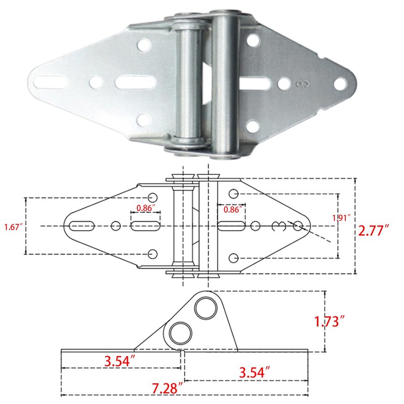 2 Packs Garage Door Hinges #3 with Galvanized Finish - Heavy Duty 14 Gauge Steel, Suitable for Residential/Light Commercial Garage Door Replacement