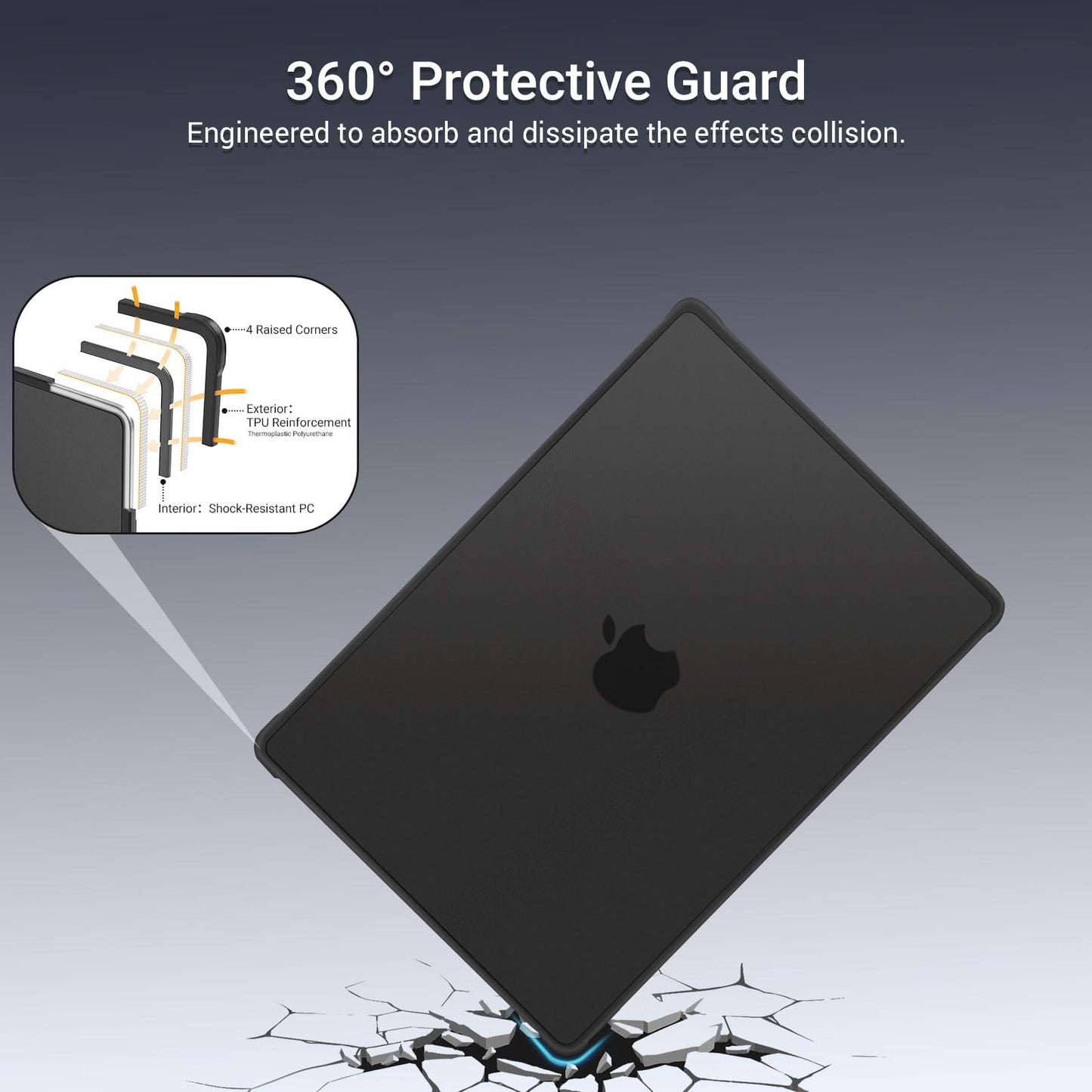 MOSISO Compatible with MacBook Air 13 inch Case M5 2026 M4 2025 M3 M2 2024-2022 A3449 A3240 A3113 A2681, Seamlessly Closes Anti-Crack&Anti-Fingerprints Hard Shell for MacBook Air 13.6, Black