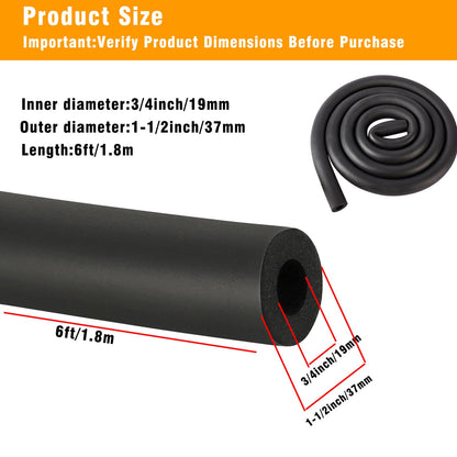 Pipe Insulation Foam Tube - Foam Tubing for AC Unit, Guitar Stands, Exercise Machine Handle and Roof Rack-19*9MM(3/4" ID X 3/8" TK-6Ft)