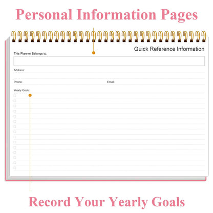 Weekly Productivity Planner - 8" x 11" Dashboard Desk Pad/Planner, Habit Tracker, Spiral Undated Weekly Planner for Office/School/Home, 54 Weeks, Pink