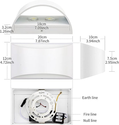Lightess Indoor LED Wall Lamp 12W Dimmable Up Down Wall Light for Living Room Bedroom Hallway Staircase Cool White