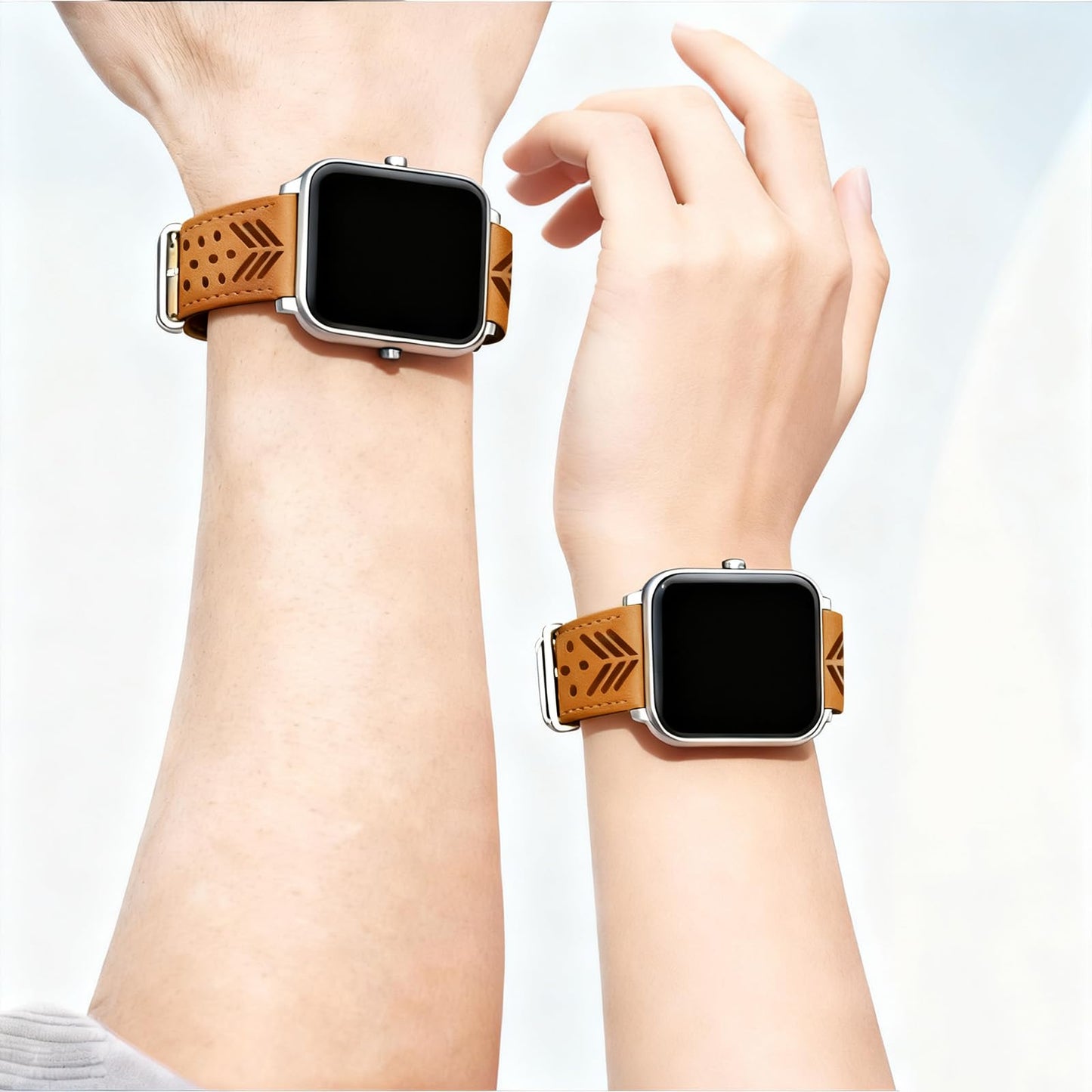 Hollow-out Genuine Leather Watch Band for Apple Watch, Dressy Strap for Women Lady Small Wrist, Compatible with Apple Watch Series 11 10 9 8 7 6 SE 3 2 1 Ultra 38mm 40mm 41mm 42mm 44mm 45mm 46mm 49mm