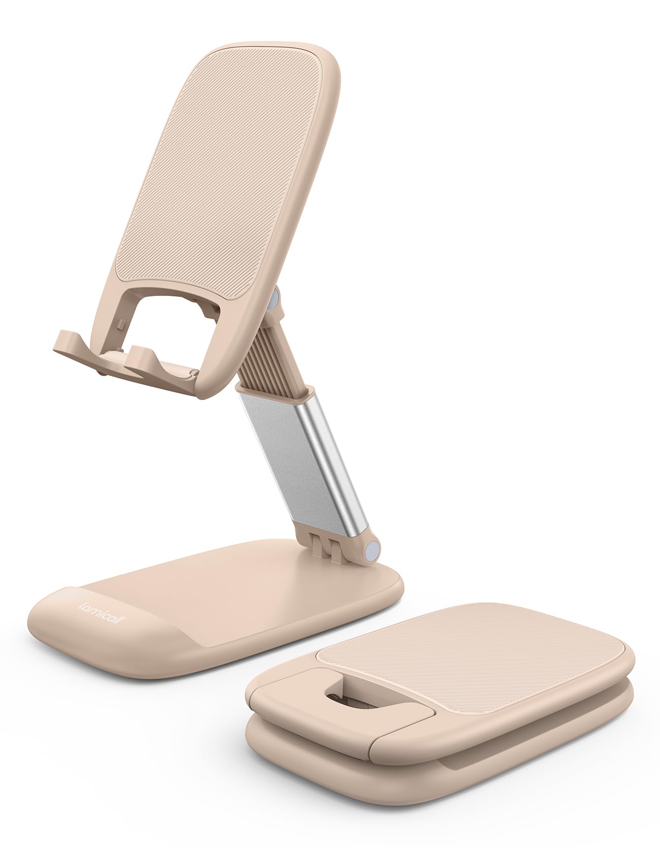 Lamicall Khaki Phone Holder for Desk - Cellphone Stand Khaki Desk Accessories Desktop Office Must Have Compatible Gifts for iPhone, 4-8'' Smartphone