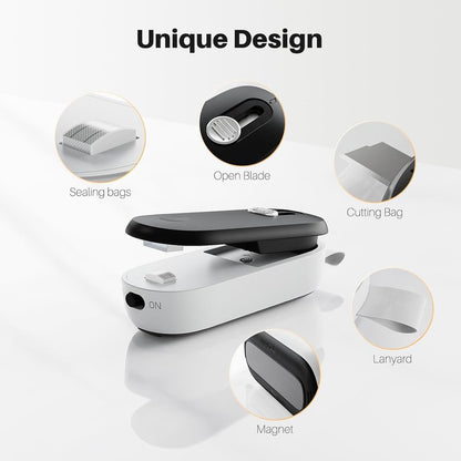 Mini Bag Sealer - 2 in 1 Heat Seal & Cutter | Portable Handheld Food Storage Tool for Snacks & Candies