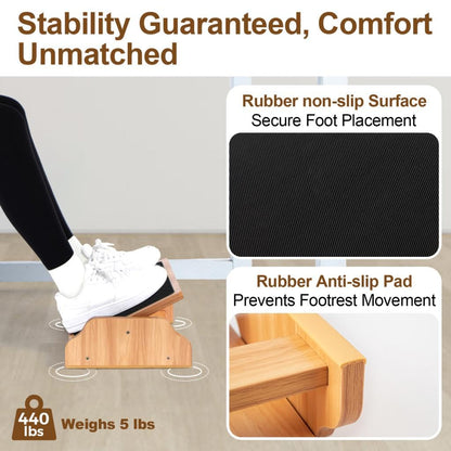 StrongTek Ergonomic Rocking Foot Rest for Under Desk, Adjustable Foot Stool with Non-Slip Surface, Three Positions for Comfort & Stability, Enhances Posture & Circulation, Ideal for Office & Home Use
