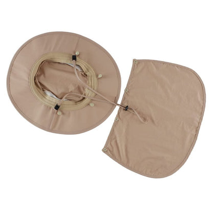 Home Prefer Outdoor Mens UPF50+ Sun Hat Wide Brim Fishing Hat with Neck Flap (Milky Khaki)