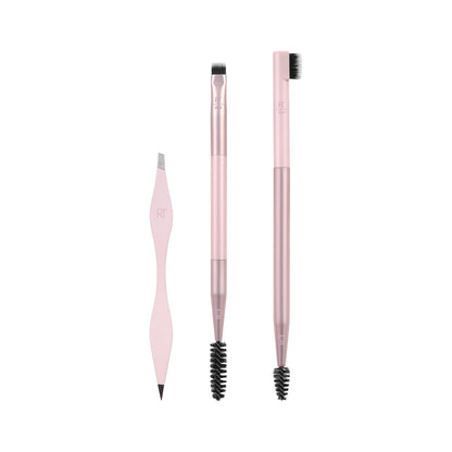 Real Techniques Eye Shade & Blend Makeup Brush Trio, For Eyeshadow & Liner, Makeup Tools for Shaping & Grooming Brows, Defined Makeup Look, Synthetic Bristles, Vegan & Cruelty-Free, 3 Count