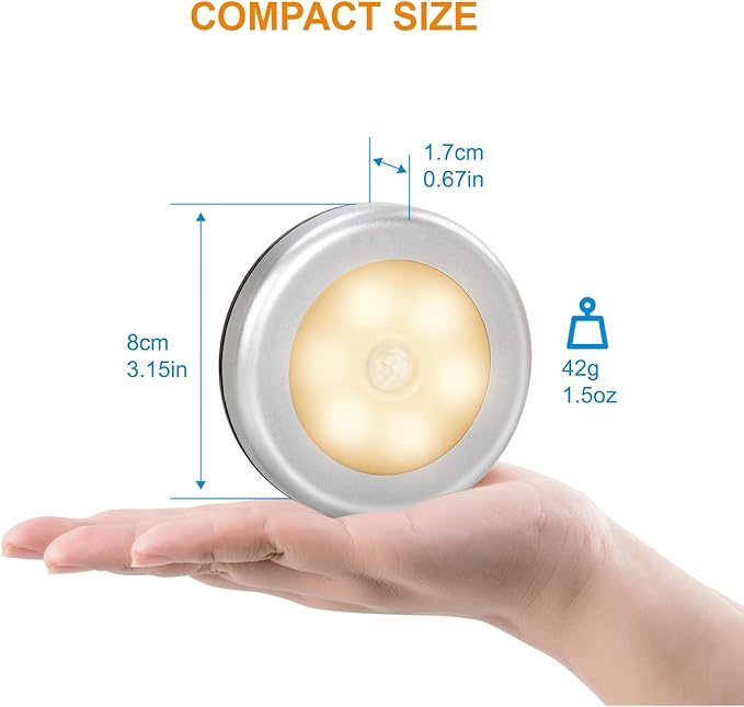 Battery Operated Motion Sensor Light Indoor, LED Closet Lights, Battery Night Light Wireless, Stick on Wall Lamps for Pantry, Cabinet, Wardrobe, Kitchen, Stairs, Steps, Hallway