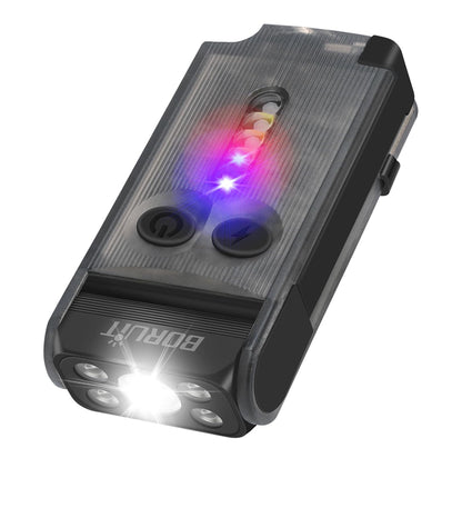 BORUIT V30 Small Keychain Flashlight with Clip, Magnetic, 180° Swivel