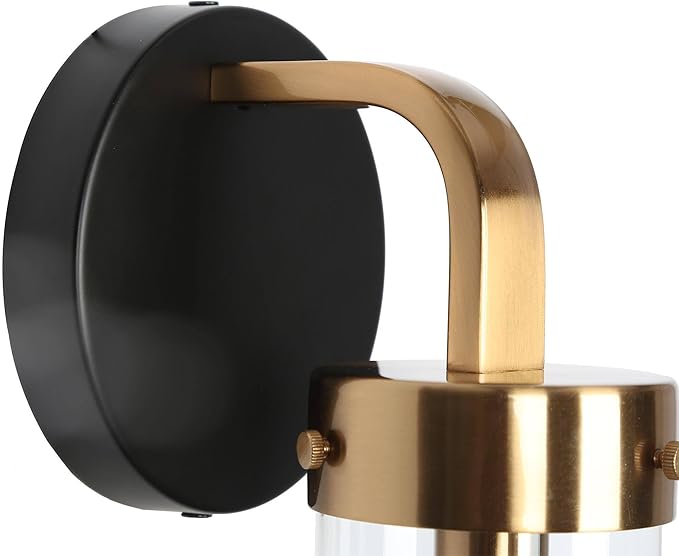 KSANA Wall Sconces, Black and Gold Wall Lights for Bedroom, Modern Glass Bathroom Wall Lamps for Living Room, Hallway