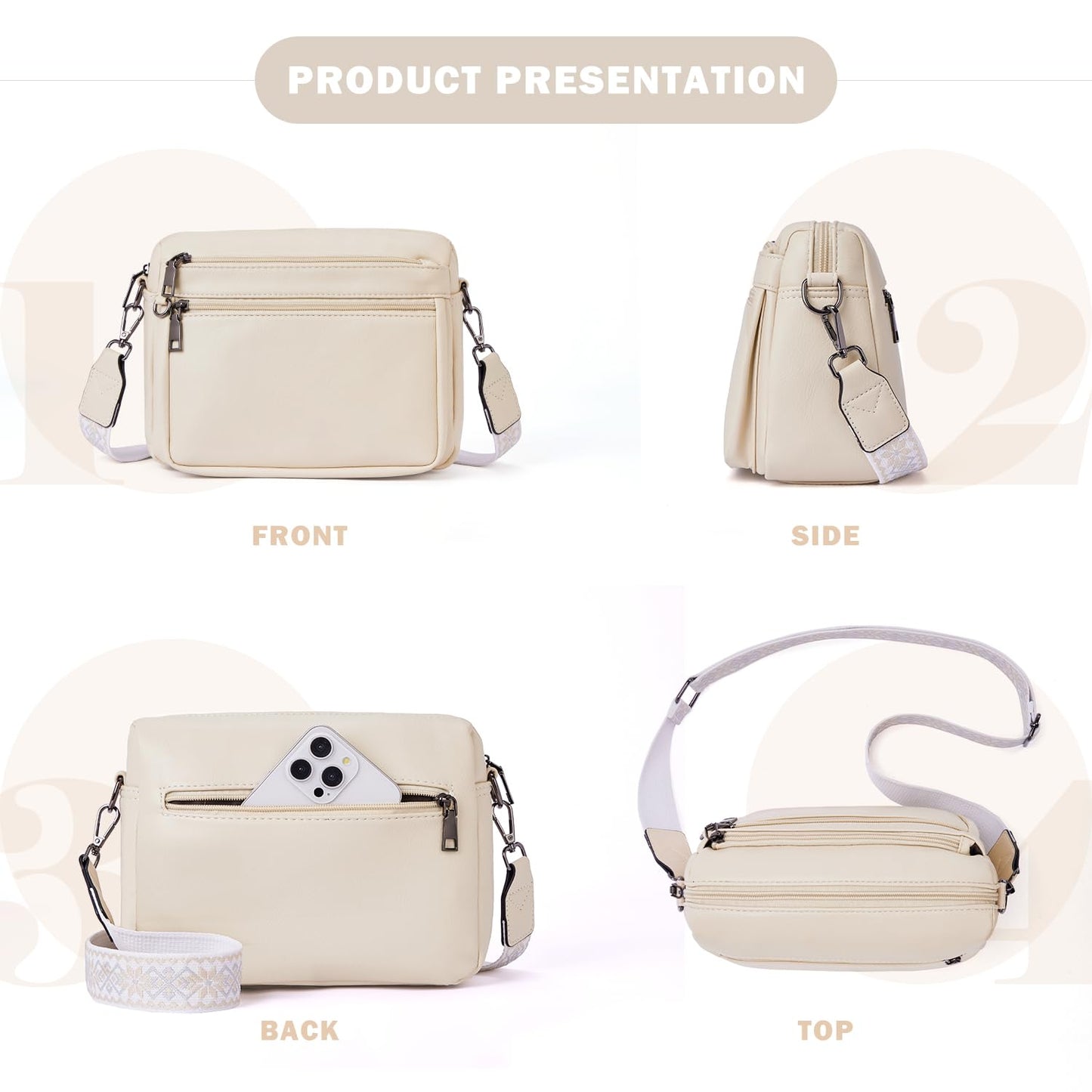 ATERITSSI Crossbody Purses for Women Trendy,Vegan Leather Crossbody Bags,Cell Phone Camera Shoulder Handbags with Card Slots