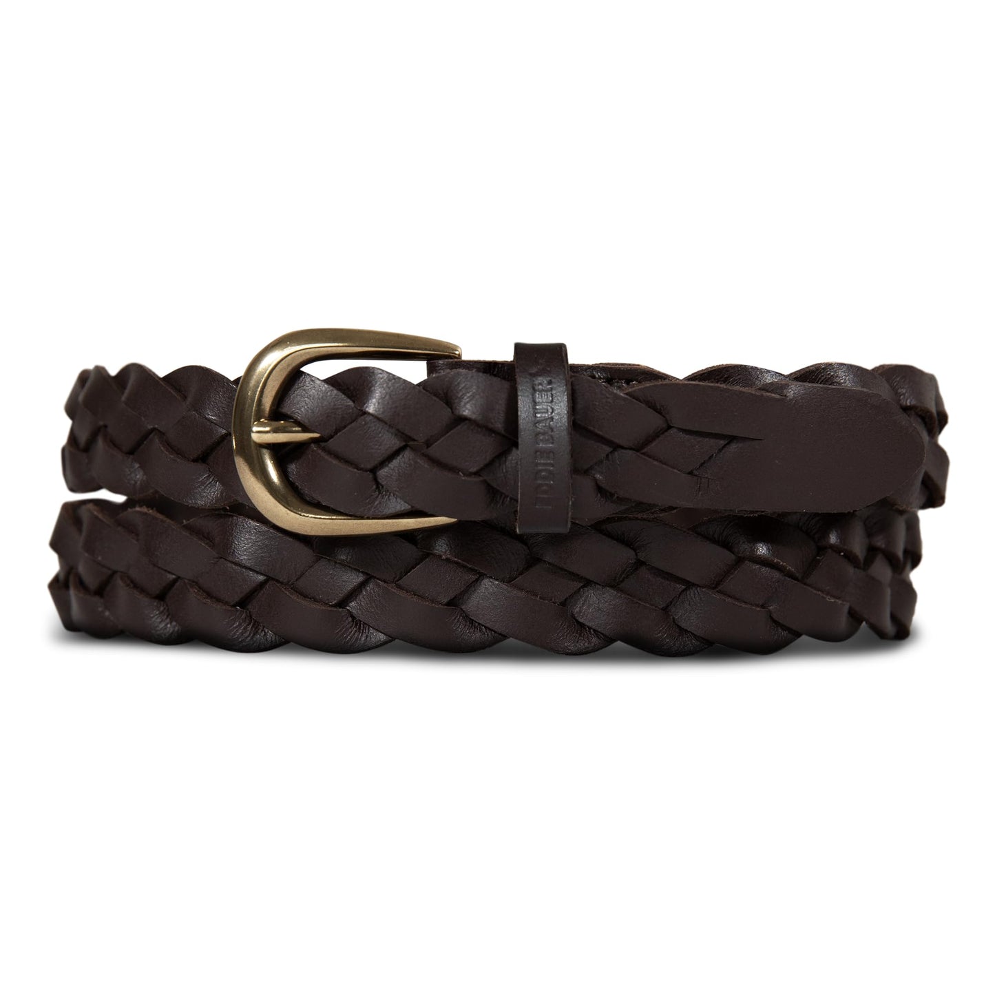 Eddie Bauer Women's Casual Leather Belts with Durable Metal Buckle, Thin Braided - Brown, Medium